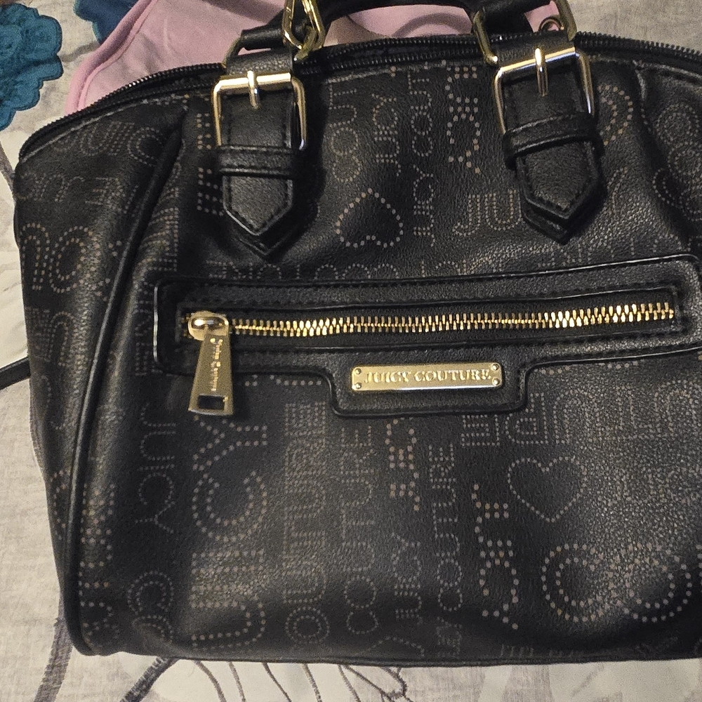 Juicy Couture Black Satchel with Gold Details